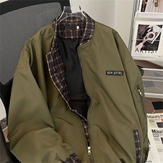 拼接棒球服男春秋季美式宽松飞行员夹克潮情侣外套J673P58，男装夹克，星座1116-2