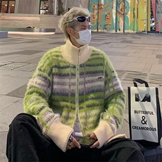 美式复古撞色仿貂绒毛衣男宽松慵懒风针织衫MA603P75，男装针织衫/毛衣，星座1116-2