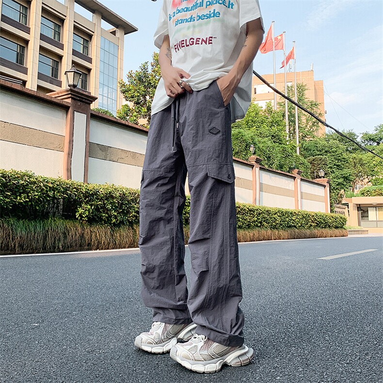美式贴标设计感防水速干休闲裤男小众直筒工装裤冲锋裤,男装休闲裤,星座310A-4