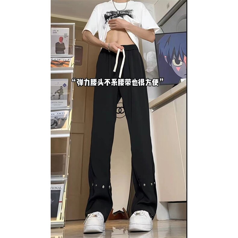 美式高街 hiphop冰丝铆钉微喇休闲裤货号K2425P55图片