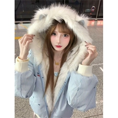 1506-1/W36231/P99韩系双面穿外套猫耳朵设计连帽棉服，男装棉衣，星座1506-1