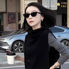 2025春季穿搭一整套女高级气质连帽针织马甲休闲百搭上衣两件套潮，女装针织衫/毛衣，锦瑟羊绒