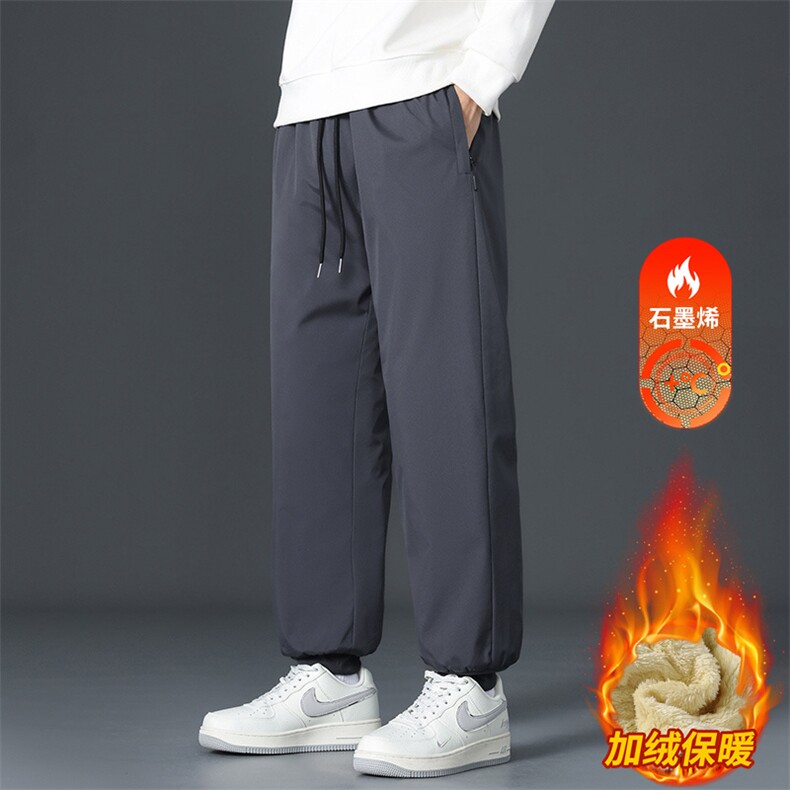 石墨烯护膝休闲裤子男冬季潮牌运动裤加绒保暖棉裤JR1821-特P35图片
