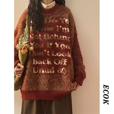 【005】新年宽松安可拉红针织衫圆领套头毛衣女潮A079-MY317-P52，男装针织衫/毛衣，电商A079