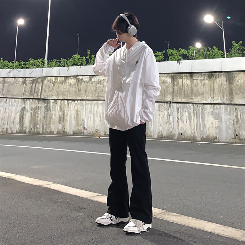 美式hiphop裤子高街vibe弹力黑色牛仔裤修身直筒微喇叭痞帅工装裤,男装牛仔裤,星座310A-4