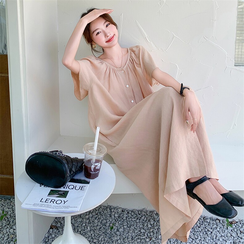 夏季韩版泡泡袖皱褶设计连衣裙5091P135K208,女装连衣裙,维壹