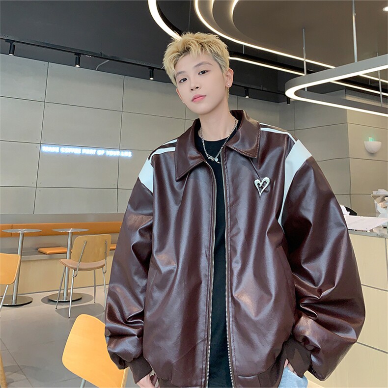 原创PU皮棉服夹克男冬季加厚皮衣外套高级设计棒球服-控158，男装夹克，星座310A-3