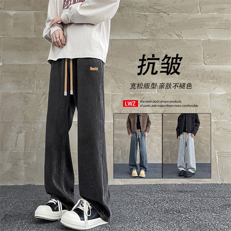 直筒复古潮牌宽松阔腿拖地牛仔裤K825-特批37图片