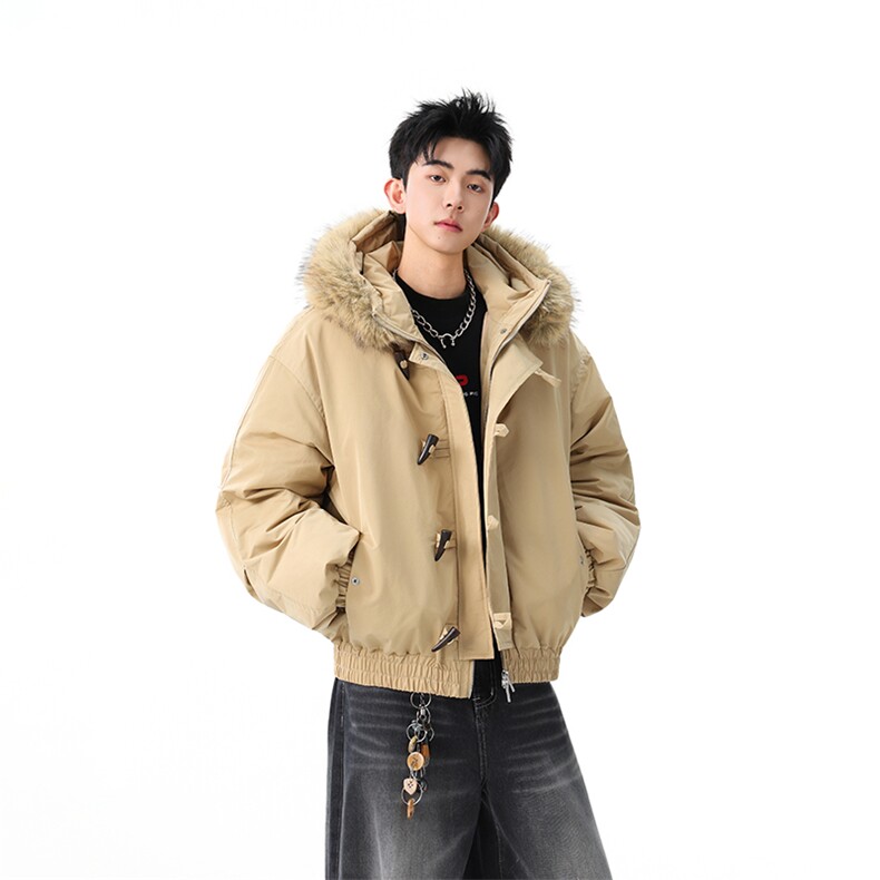 （手塞棉）冬季毛领加厚棉服牛角扣连帽上衣MF002-P130-控239,男装棉衣,星座216(原A116)