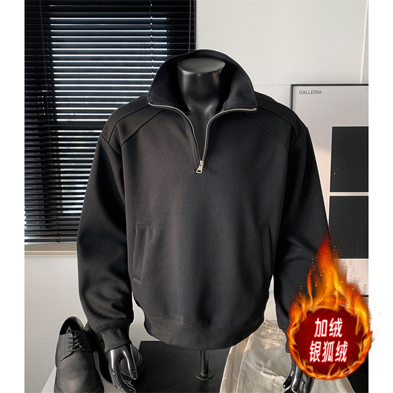 加绒银狐绒冬重磅450克设计感拉链立领外套AH907JR-P48图片