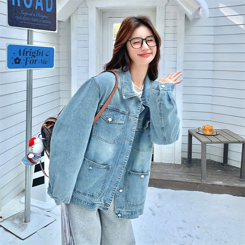 美式牛仔派克羽绒服女冬新款超火好看高级小众加绒加厚工装短外套,女装派克服,2C277