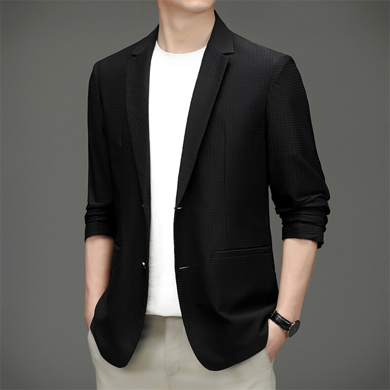 单排扣春季中老年2023年翻领上衣口袋长袖时尚西服SL2178,男装西服,钱塘6003（原4033）