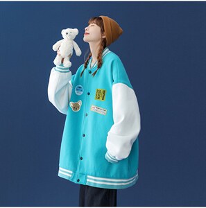 中性风 2023秋季新款宽松大码设计感情侣棒球服夹克G84 p65控78图片