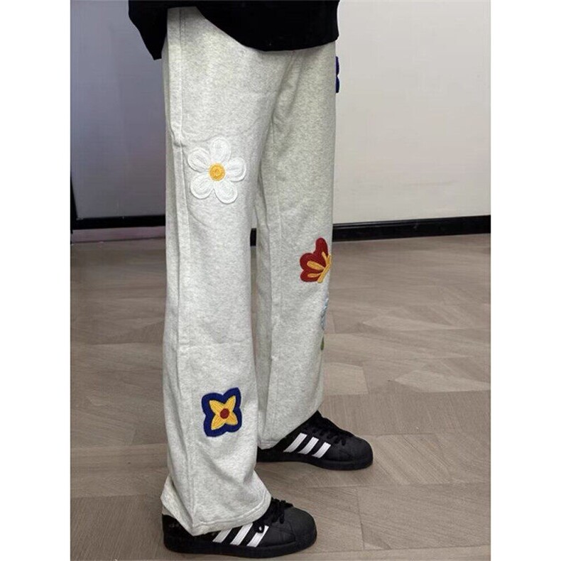 花卉刺绣重磅卫裤男款春秋美式复古垂感直筒宽松休闲运动裤XK88，男装休闲裤，星座1116A（原606A-3）