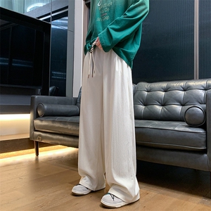 8XL-M特大码秋季新款垂感休闲裤男宽松直筒裤男裤拖地裤K941P40图片