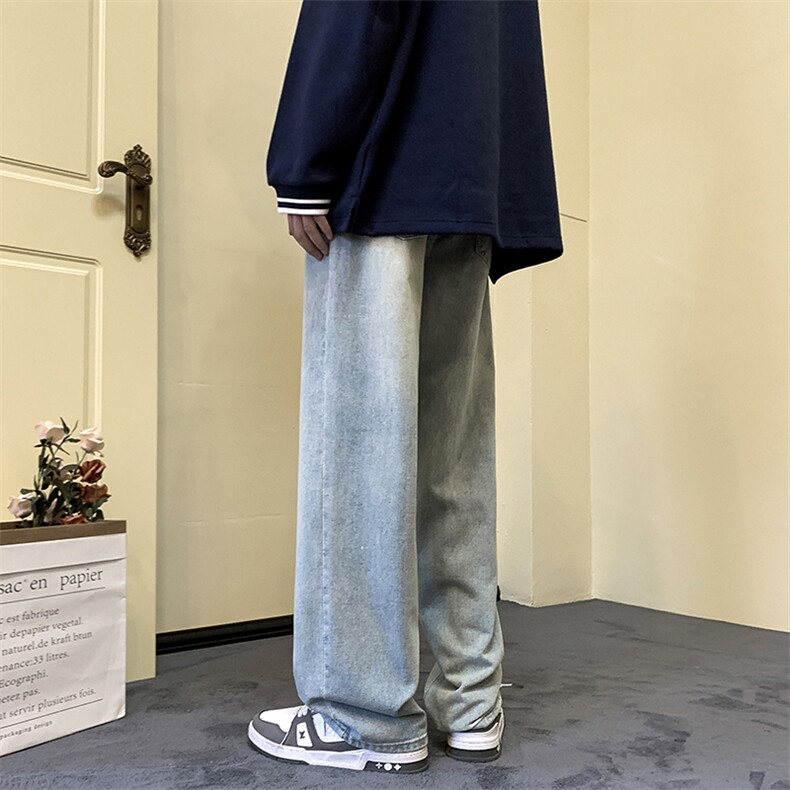 美式复古牛仔裤男秋季宽松潮牌ins高街vibe拖地裤子N08821-P43,男装牛仔裤,星座308B-1