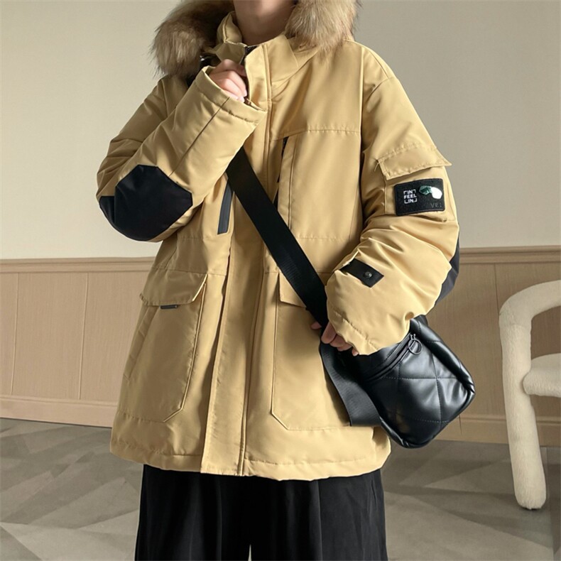 港风2026新品冬季宽松棉服派克服毛领冬装加厚外套D010-P145,男装棉衣,星座717