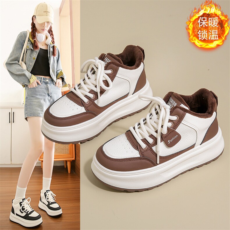 韩版老爹鞋女2024冬季加绒保暖高帮ins潮学生休闲运动棉鞋女，女鞋休闲鞋，电商A223