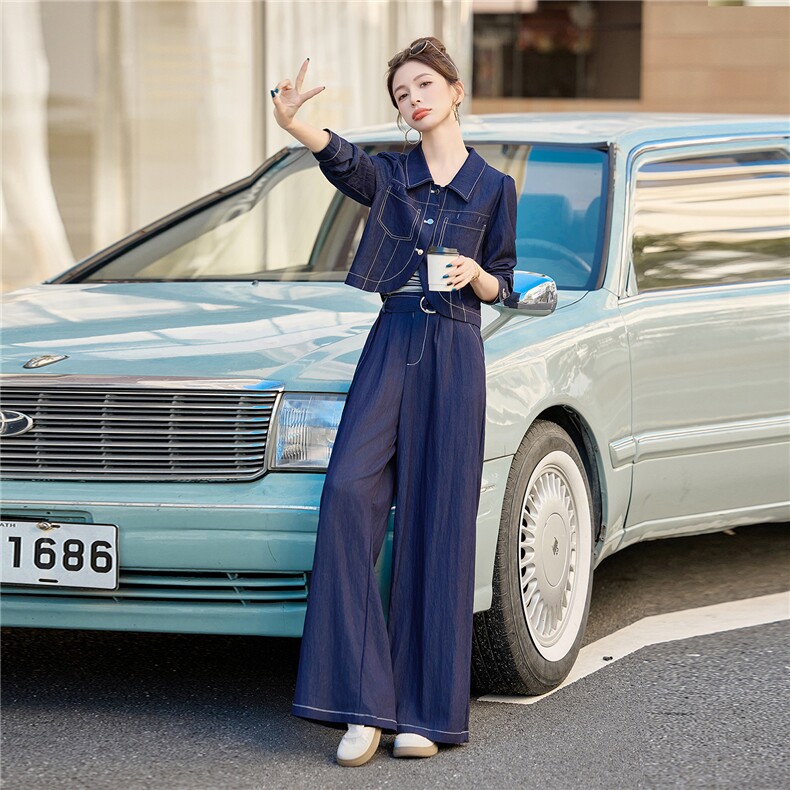 2025年秋季时尚牛仔三件套,女装套装/套裙,红依一坊
