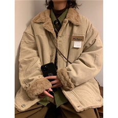 高品质冬男灯芯绒棉衣字母贴标羊羔毛棉服加绒加厚棉袄MY6571P70，男装棉衣，星座1013-1