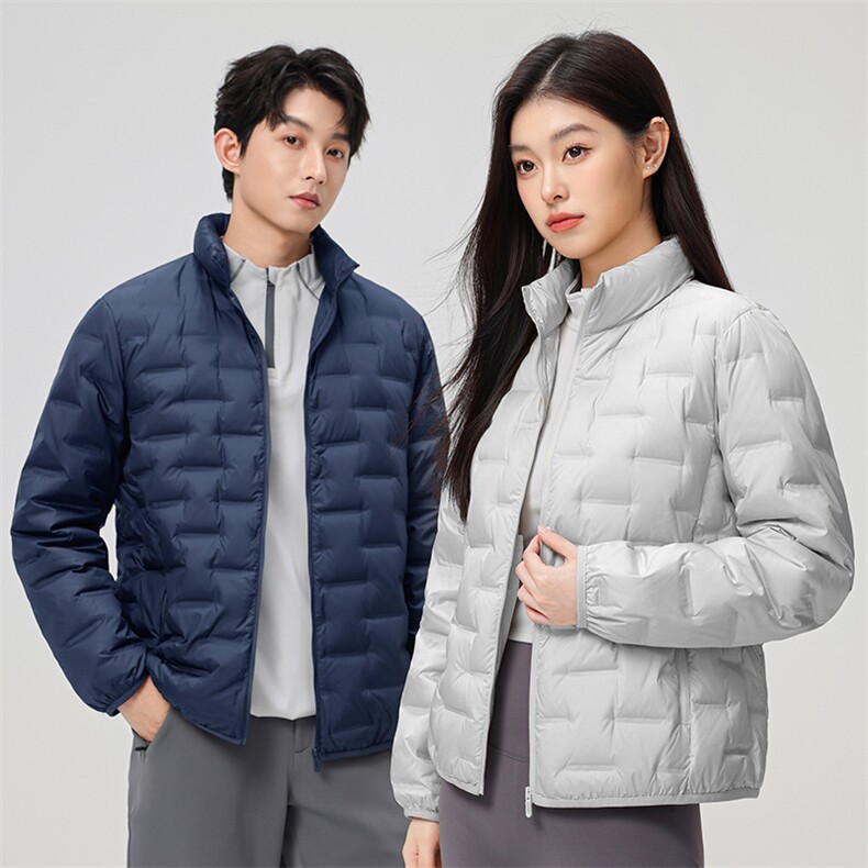 新款90绒子轻薄情侣装羽绒服秋冬男女款立领轻薄羽绒服外套图片