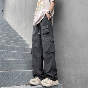 夏季新款潮牌复古休闲裤男高街多口袋机能工装裤现货K8065-P37