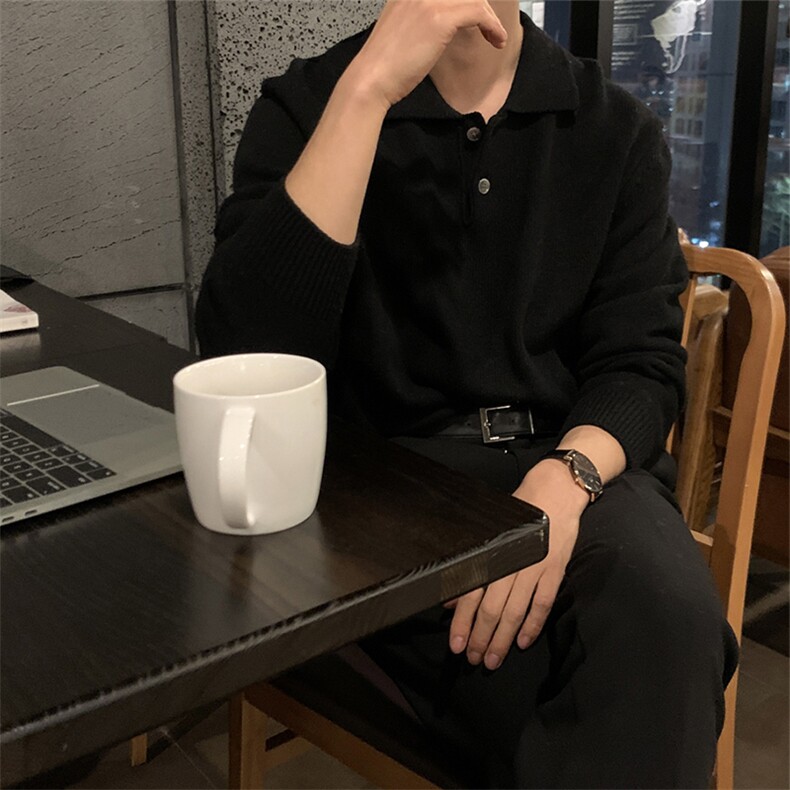 韩版街头设计感POLO领毛衣男慵懒风休闲针织衫高质量H4234P75,男装针织衫/毛衣,星座1116-2