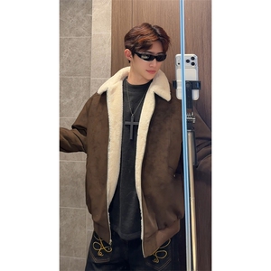 冬季美拉德巴恩风羊羔绒屋面PU皮棉服加绒保暖棉衣MP7827-特P80图片