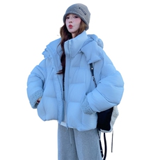 2025冬季新款袖口拼羊羔毛泡芙羽绒外套90绒2C375-2523-P355-K558，女装羽绒服，2C375