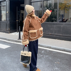 新款皮毛一体外套2C093-6684-P235-K328，女装短外套，2C093
