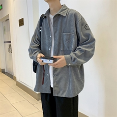 灯芯绒外套男港风日系潮牌复古宽松设计感小众长袖衬衫CS690-p35，男装衬衫，星座1008-1