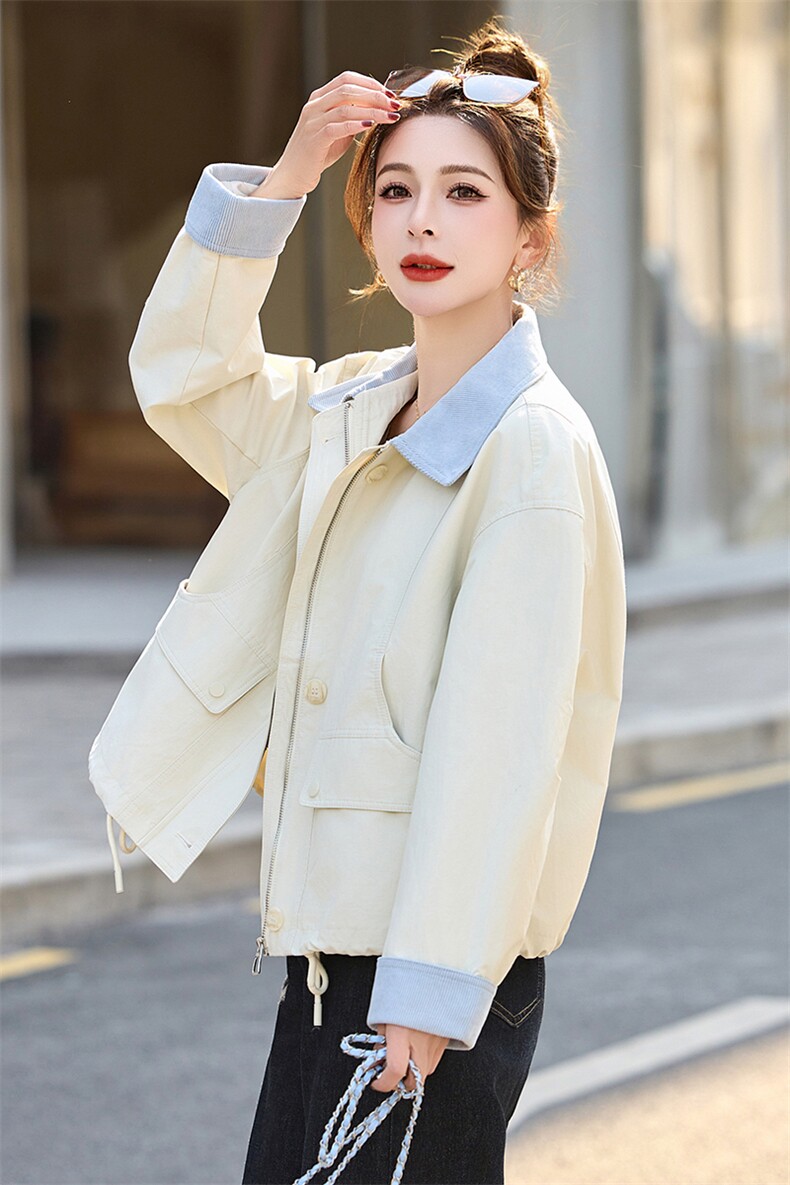 高端短款翻领夹克短外套女春秋款气质时尚设计感小众洋气宽松上衣,女装短外套,慕咨