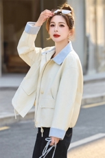 高端短款翻领夹克短外套女春秋款气质时尚设计感小众洋气宽松上衣，女装短外套，慕咨