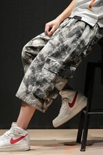 2021夏季新款日系大码男工装裤中裤休闲裤宽松七分裤K286-P55，男装休闲裤，电商A001