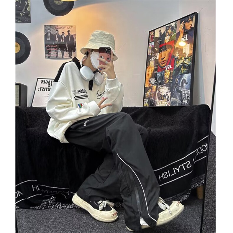 高街直筒休闲裤潮运动裤美式裤子男1250-P33，女装休闲裤，星座910-5