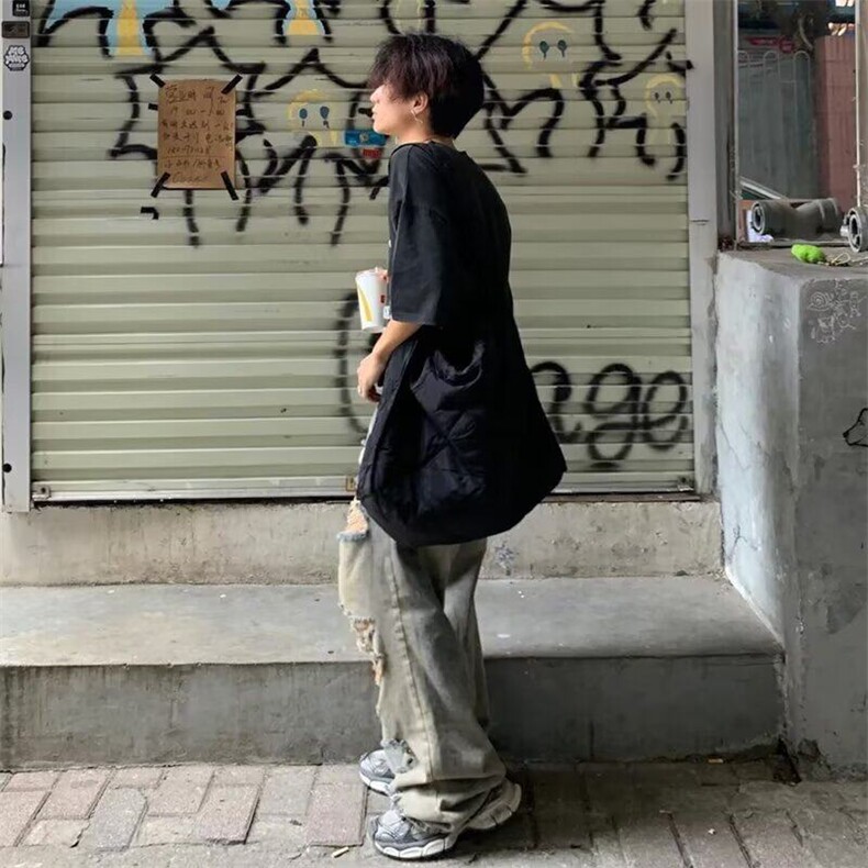 美式高街复古破洞废土风水洗牛仔裤男女宽松做旧阔腿裤LM7711-P46,男装牛仔裤,星座1008