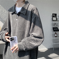美式复古雪尼尔polo领卫衣大码设计重磅翻领外套LW609特P45加绒55，女装短外套，电商B215