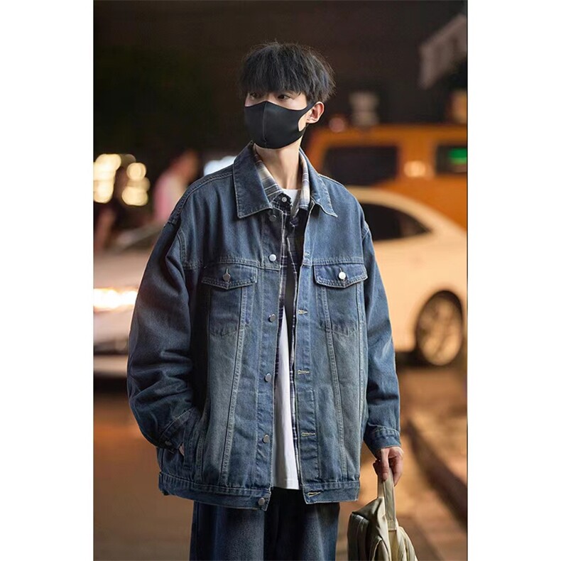 2025秋季港风高品质重磅男士纯色牛仔夹克外套男JK741-P6898图片