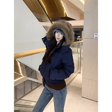 大毛领连帽棉衣外套女装秋季加厚保暖派克服短款显瘦面包棉服棉袄，男装棉衣，星座1210-1