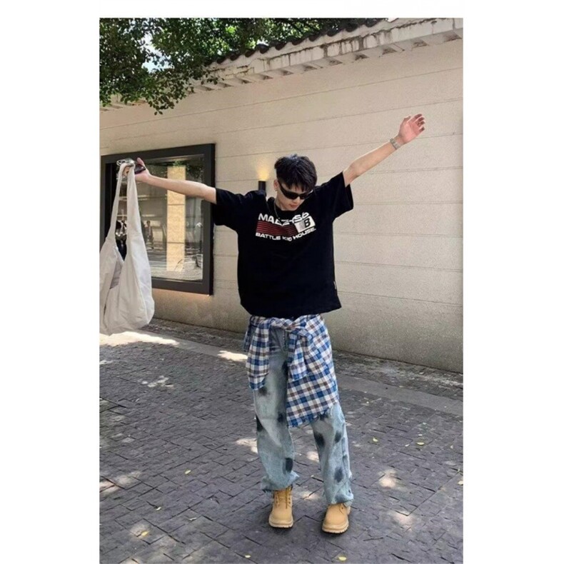 AK1683-P50韩版潮流新款宽松休闲百搭直筒牛仔裤,男装牛仔裤,星座617A-2