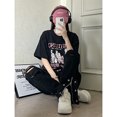 美式高街ins小众拉链hiphop排扣破洞休闲牛仔裤货号K642P6078，男装牛仔裤，电商A063