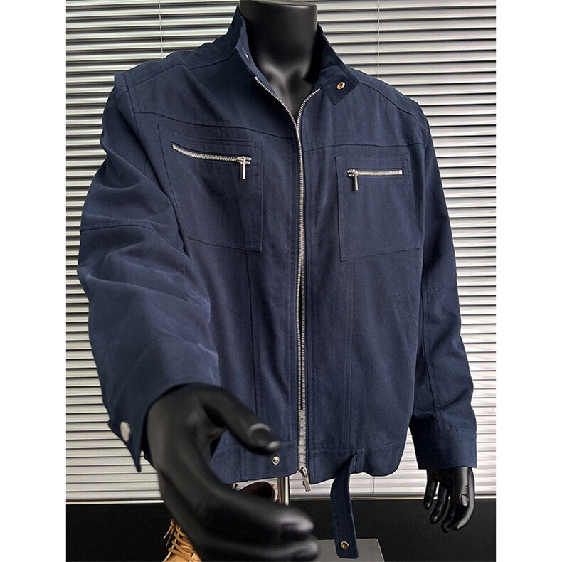 26春装高品质老钱风立领夹克外套男女美式潮牌拉链工装风宽松上衣，男装夹克，电商A486