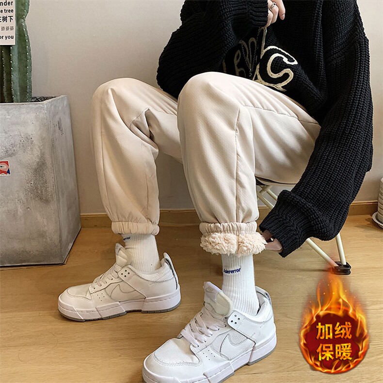 羊羔毛棉裤男裤港风冬季韩版潮加绒保暖休闲束脚裤K77P55限78，男装休闲裤，电商A089-1