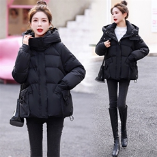 时尚休闲连帽羽绒服女2023年冬季新款洋气保暖面包服外套90白鸭绒，女装羽绒服，润尚靓点