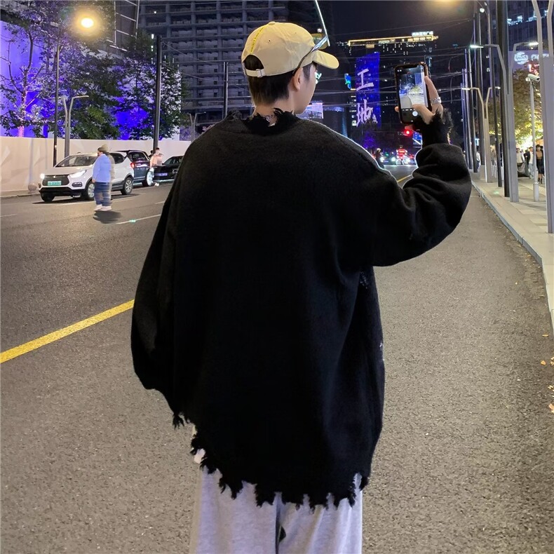 美式毛衣男oversize痞帅炸街针织衫外套小众设计感针织衫9124-p43,男装针织衫/毛衣,星座1008-1