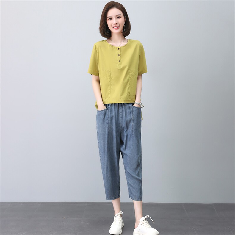 2023夏季新款时尚气质宽松显瘦休闲舒适棉麻两件套,女装套装/套裙,独衣靓