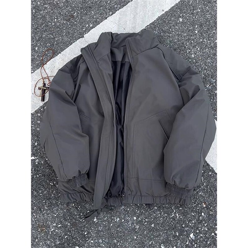 现货冬季美式休闲加厚雪山外套夹克立领纯色三防户外工装棉服图片