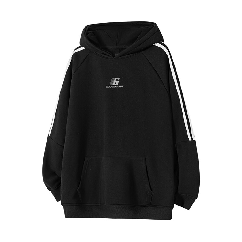 春秋冬新款线条连帽卫衣男潮字母印花宽松外套WY00662/P55加绒P60，女装短外套，电商B316