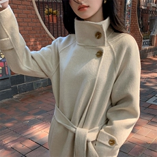 30%绒纯色高级感保暖气质休闲百搭大衣，女装双面呢大衣，乾庄羊绒