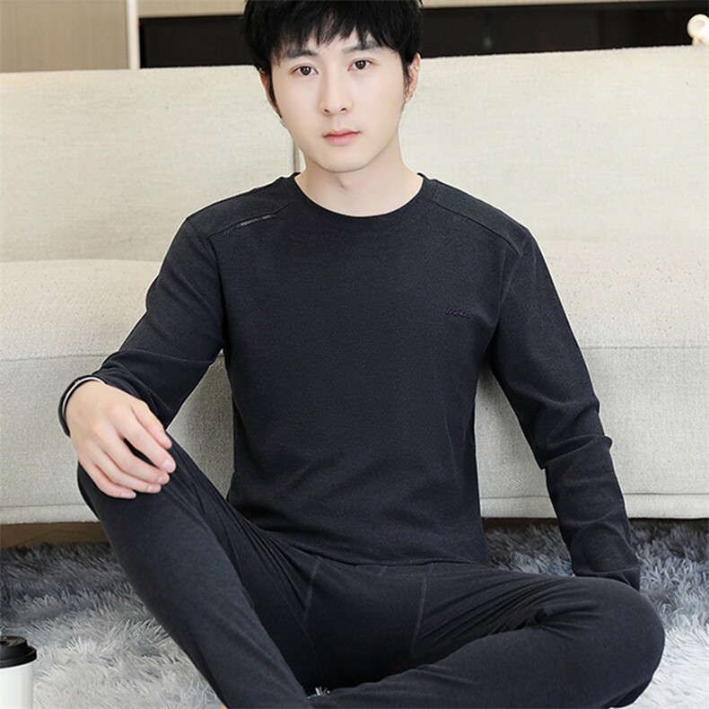 秋冬保暖内衣男士秋衣秋裤圆领加绒加厚棉毛衫套装TZ4325-P50,男装休闲套装,星座310B-3